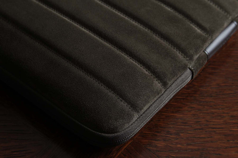 Earth/C 'PUFFER' Suede MacBook Sleeve for 13 inch & 14 inch  'DARK KHAKI'