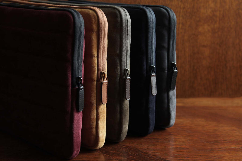 Earth/C 'PUFFER' Suede MacBook Sleeve for 13 inch & 14 inch 'MUSTARD'