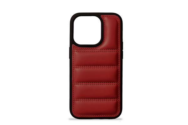 Packers/C 'Puffer' Leather Protective Case for iPhone 14 & 15 Pro series   'ROUGE'