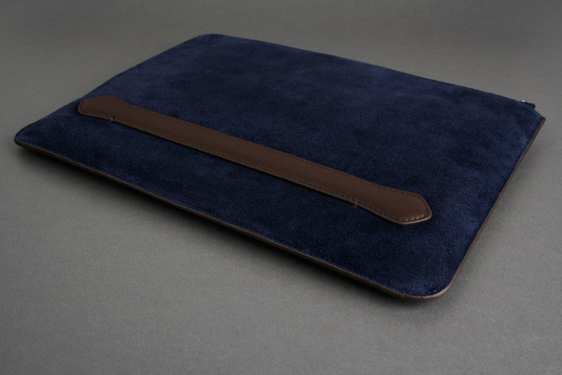 Earth/C 'Zip Folio' Suede and Leather Hand Bag for MacBook 13 inch & 14 inch    'NAVY'