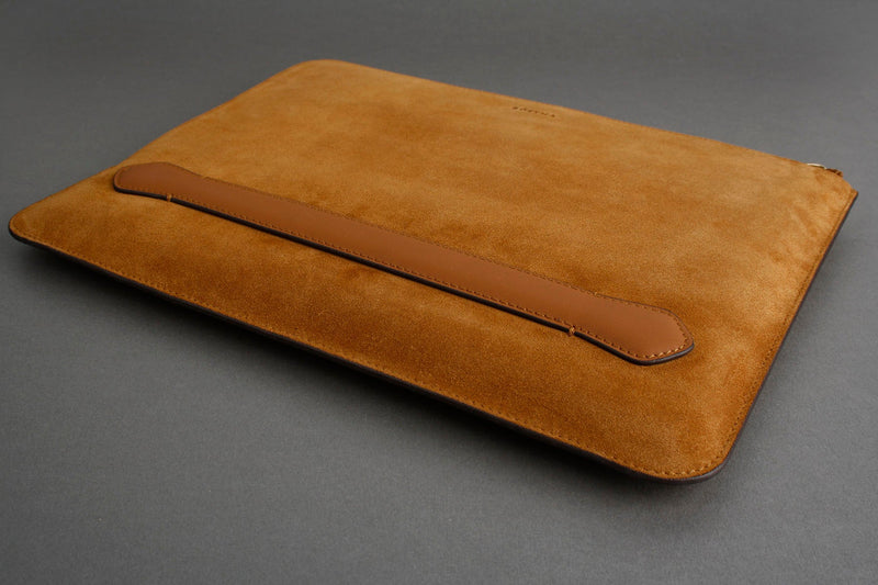 Earth/C 'Zip Folio' Suede and Leather Hand Bag for MacBook 13 inch & 14 inch  'MUSTARD'