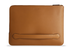 Earth/C 'Zip Folio' Leather Hand Bag for MacBook 13 inch & 14 inch  'SADDLE'