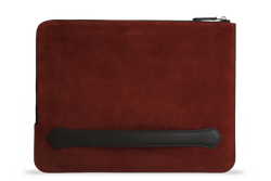 Earth/C 'Zip Folio' Suede and Leather Hand Bag for MacBook 13 inch & 14 inch  'MAROON'