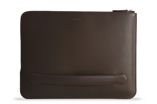 Earth/C 'Zip Folio' Leather Hand Bag for MacBook 13 inch & 14 inch  'MOCHA'