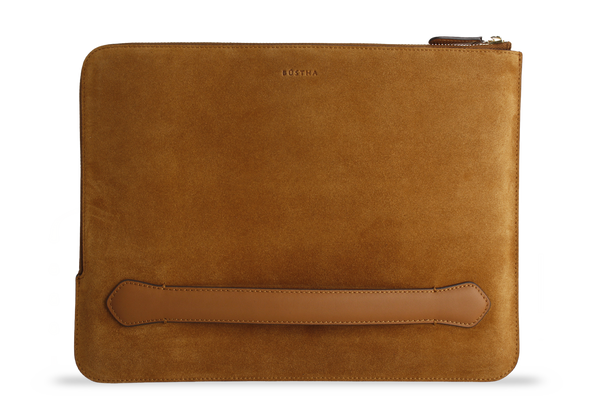 Earth/C 'Zip Folio' Suede and Leather Hand Bag for MacBook 13 inch & 14 inch  'MUSTARD'