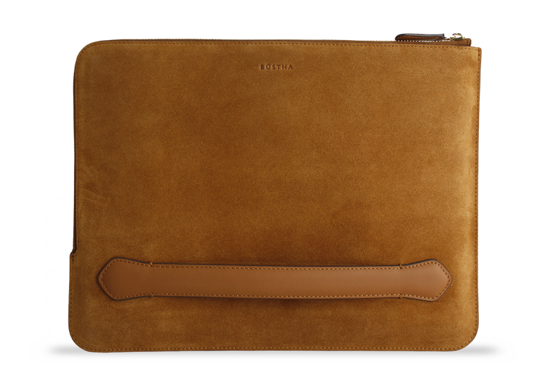 Earth/C 'Zip Folio' Suede and Leather Hand Bag for MacBook 13 inch & 14 inch  'MUSTARD'