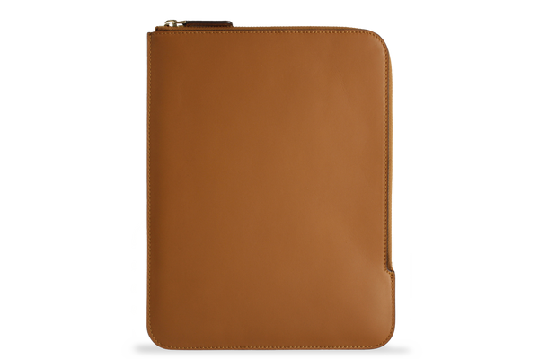 Earth/C 'Zip Folio' Leather Sleeve for iPad  'SADDLE'