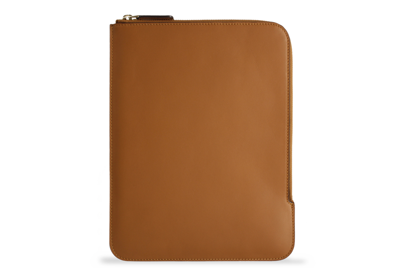 Earth/C 'Zip Folio' Leather Sleeve for iPad  'SADDLE'