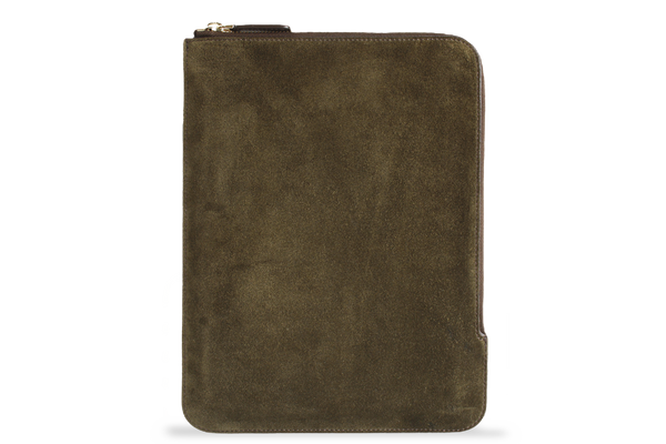 Earth/C 'Zip Folio' Suede Sleeve for iPad  'DARK KHAKI'