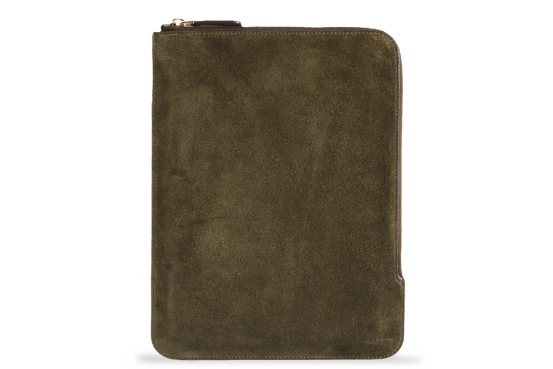 Earth/C 'Zip Folio' Suede Sleeve for iPad  'DARK KHAKI'