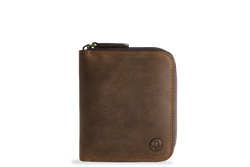 Earth/C 'Zip' S Crazy Horse Leather Card Holder 'RUSTY - MOCHA'