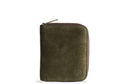 Earth/C 'Zip' S Suede Card Holder ' DARK KHAKI - SADDLE'