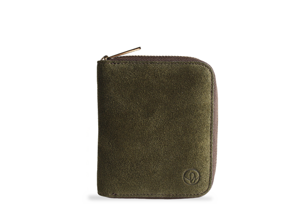 Earth/C 'Zip' S Suede Card Holder ' DARK KHAKI - SADDLE'