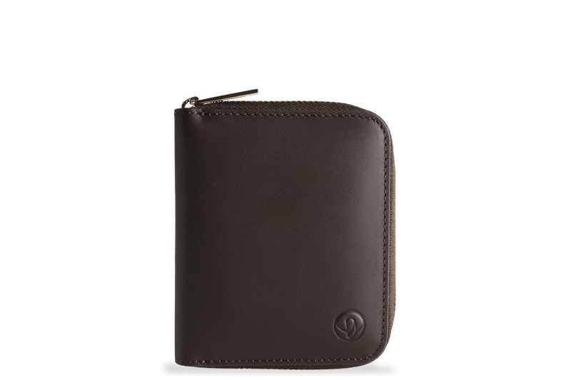 Earth/C 'Zip' S Leather Card Holder 'MOCHA'