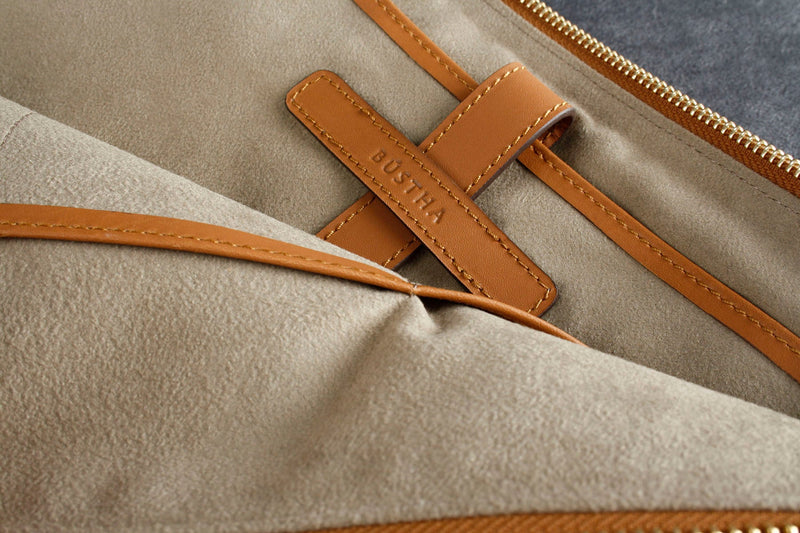 Earth/C 'Zip Folio' Suede and Leather Hand Bag for MacBook 13 inch & 14 inch  'MUSTARD'